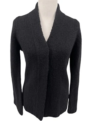 Cárdigan suéter tejido frontal a presión mezcla de lana negro ISDA & Co. para mujer talla pequeña Foto 1 de 4