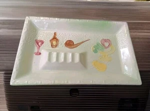 PIPA CENICERO CERÁMICA CIGARRO VINTAGE MCM AÑOS 50 TIKI BAR DECORACIÓN VERDE MENTA 9" X6" - Imagen 1 de 11