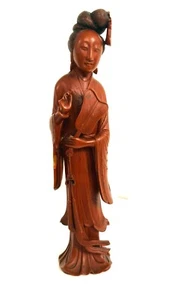Fine Antique Chinese Finely Carved Female Figure With Fan 11.5" - Picture 1 of 15