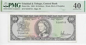 Trinidad y Tobago (P-28c) 10 dólares 1964 extremadamente fino PMG 40 - Imagen 1 de 2