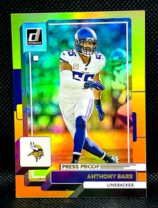 2022 Donruss Premium - ANTHONY BARR #108 - Gold Press Proof Holo Prizm  VIKINGS - Picture 1 of 2