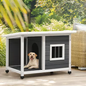 Alopet Dog Kennel House Outdoor Pet Wooden Cage Kennels Indoor Cabin Box Awning - Picture 1 of 10