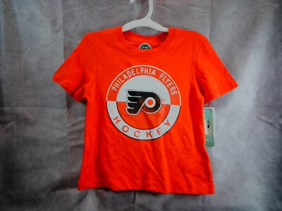 NHL Philadelphia Flyers Distressed Print Logo Tee SS T-Shirt Kids XS 4/6 - NEW - Image 1 of 2