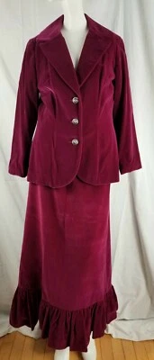Vintage 1960s Koret of California Long Skirt Suit Women 10 Fuchsia Ruffle - Image 1 of 4