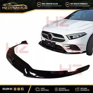 SPOILER SPLITTER LABBRO ANTERIORE NERO LUCIDO 3 PEZZI PER MERCEDES CLASSE A W177 UK 2019 - Foto 1 di 10
