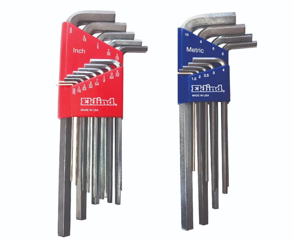 Eklind Hex Wrench Key Set 22pc Bright Finish Metric 1.5-10 SAE .05-3/8 USA 11222 - Image 1 of 4