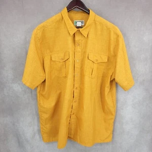 Haband Shirt Mens 2XL Yellow Button Up Short Sleeve Pockets Casual Oversized - Picture 1 of 10