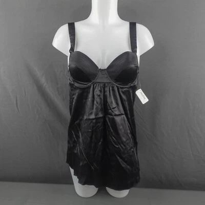 In Bloom by Jonquil Mujer Chemise Mediano Negro Seda Silencioso Lujo Retro Glamour NUEVO Foto 1 de 4