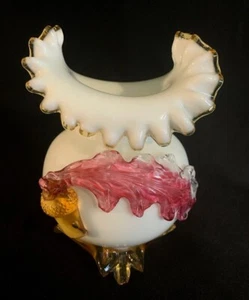 Viktorianische Kunst Glas Vase mit angewandtem Kunstglas Stevens + Williams Stil - Bild 1 von 7