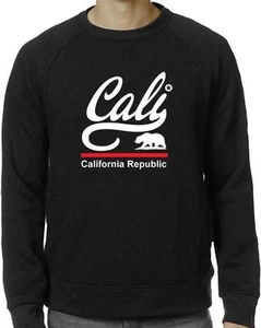 NEW MEN'S PRINTED CALIFORNIA CALI FUNNY MMA FLEECE LONG SLEEVES T-SHIRT ALL SIZE - Picture 1 of 1