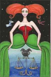 IMPRESIÓN ACEO DE PINTURA RYTA WICCA CUERVO ÁNGEL GÓTICO Steampunk HALLOWEEN Bruja - Imagen 1 de 1