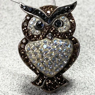 Подписанный 925 пробы блестящий сова подвеска кристалл акцент детализированный назад - Изображение 1 из 4