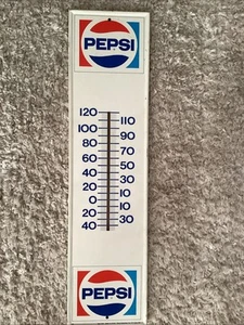 Vintage 70s Pepsi PM-1105 metal thermometer 28"x7" - Picture 1 of 8