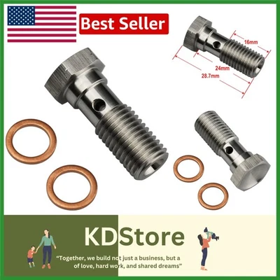 Universal Stainless Steel M10x1.25 Turbo Brake Line Banjo Bolt & Washers - Image 1 of 4