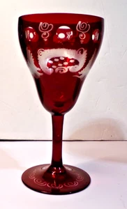 Antique Bohemian EGERMANN Cut to Clear Ruby Red Stemware 5.5" x 2.75" - Picture 1 of 6
