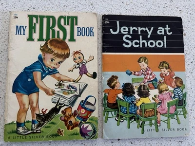 Lot If 2 Vintage A Little Silver Golden Books - My First Book, Jerry At School - Image 1 of 4