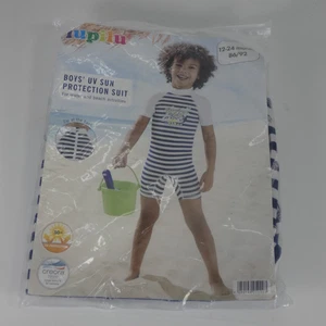 Boys Smimsuit 50+ UV Sun Protection One Piece Nautical Striped Shorty 1 -2 Years - Picture 1 of 17