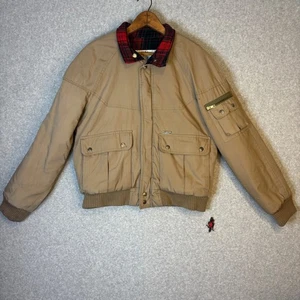 Chaqueta de bombardero vintage años 80 cortavientos para hombre tostada mediana forrada a cuadros abrigo utilitario - Imagen 1 de 10