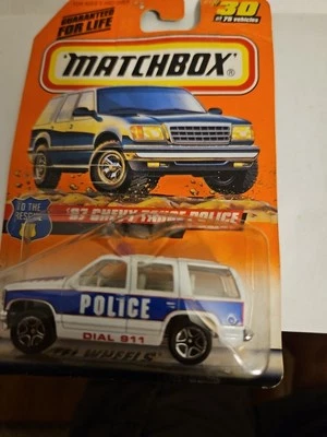 MATCHBOX 1997 #30 OF 75 '97 CHEVY TAHOE POLICE TO THE RESCUE die-cast - Image 1 of 4
