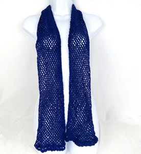 Women's Handmade Crochet Scarf Royal Blue 60" Long x 5" Wide - Picture 1 of 3