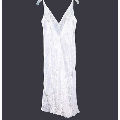 Vtg Y2K Victorias Secret Sheer Embroidered Maxi Slip Dress Medium Bridal Chemise - Image 1 of 4