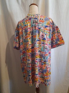 Vintage 90s Ken Done All Over Print White T Shirt Size Medium Made In Australia - Picture 1 of 4