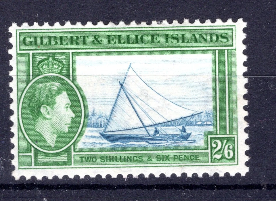 Gilbert & Ellice Is 1938 sg 53 2/6 dp blue & emerald, boat MM — 第 1/1 张图片
