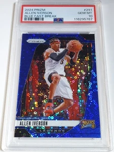 2024 Prizm Allen Iverson #291 BLUE FAST BREAK /150 Holo - PSA 10 (POP 2) - Picture 1 of 3