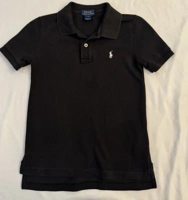 Polo Polo Ralph Lauren Niños Negro Manga Corta Camisa con Poni Blanco - Talla 5 Foto 1 de 4