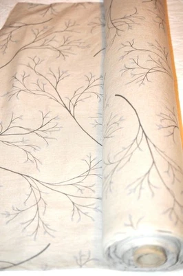 Tela para cortinas de lino con estampado floral azul claro de avena mezcla de rayón 56" de ancho por comprar Foto 1 de 4