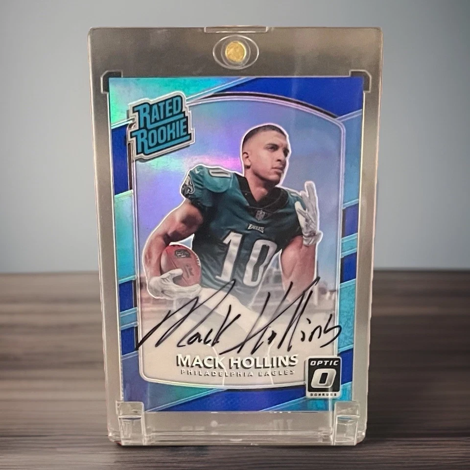 2017 Mack Hollins Optic Rated Rookie Blue Prizm #69/75 On Card Auto Patriots-🧲 - Image 1 of 2