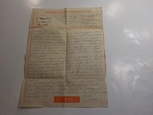 WW2 V-Mail Letter Not Suitable For Photographing Freeport Illinois Hedrick WWII - Picture 1 of 2