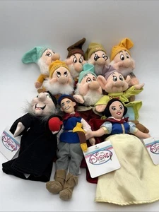 Disney Store Set di - 10 ~ Bambole di Peluche Nani Biancaneve Sacchetti di Fagioli - Foto 1 di 13