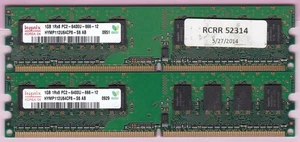 2GB 2x1GB DDR2-800 PC2-6400 RAM KIT HYNIX HYMP112U64CP8-S6 AB Dell 740 755 760 - Picture 1 of 6
