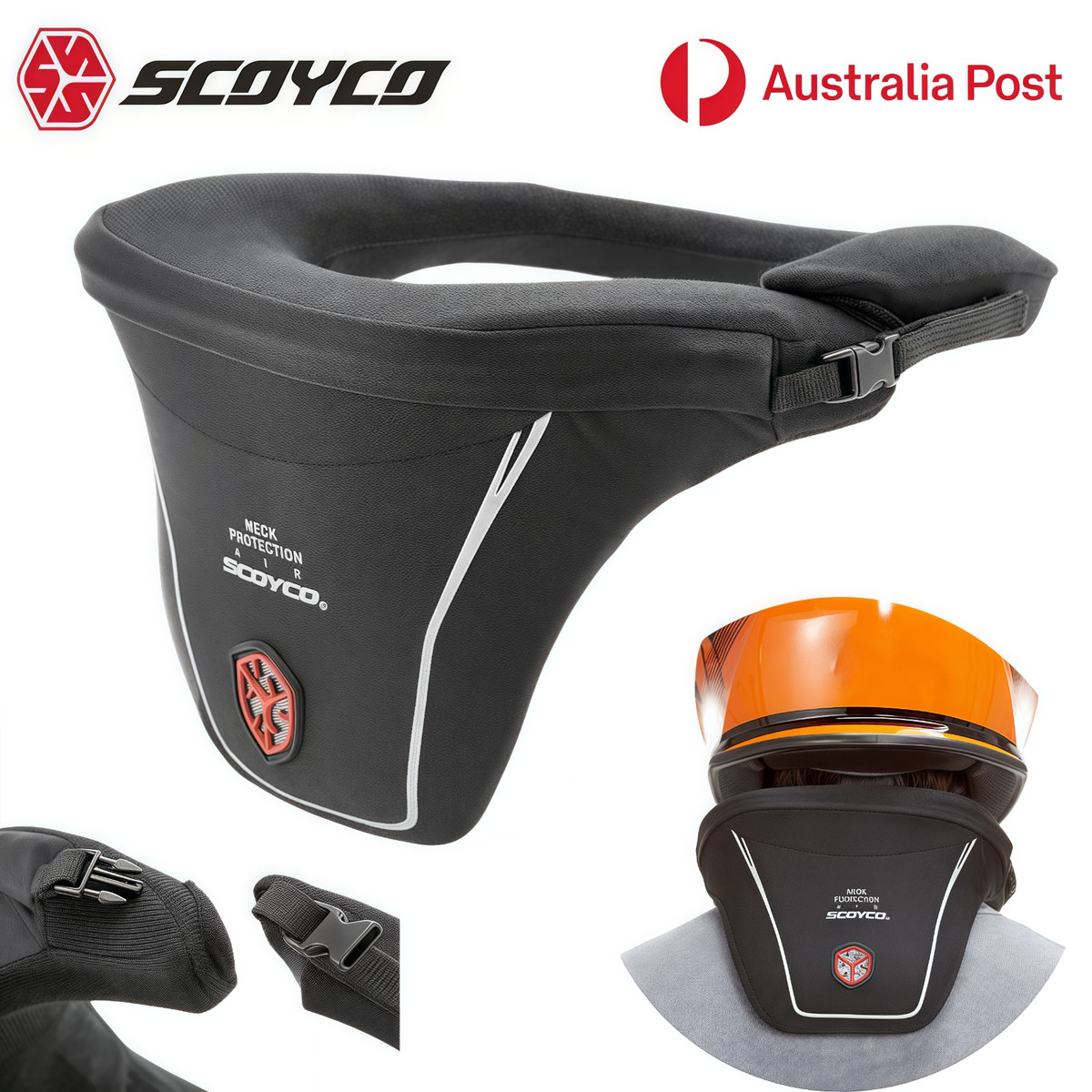 Protège-Cou Moto Scoyco - Neck Brace Noir - Protection Motocross Et VTT