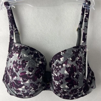 Le Mystere Bra Size 32DD/E Safari 9978 Plunge UW Winter Foliage Gray Purple C4 - Image 1 of 4