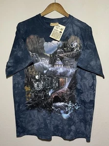 Vintage The Mountain 1998 Ted Blaylock Locomotive Blue Shirt Large NWT 90s Y2K - Picture 1 of 6