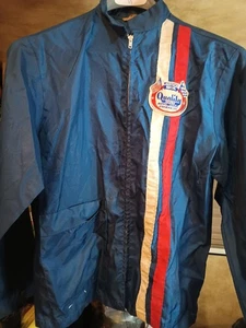 VINTAGE BONNER ~ HERREN Medium ~ blaue durchgehender Reißverschluss Justice Brothers BOMBERJACKE - Bild 1 von 5