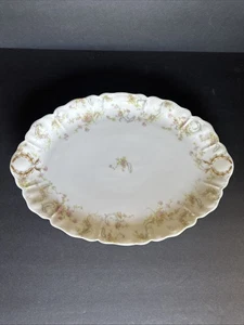 Haviland Prinzessin 14" ovale Platte rosa rose blau Schnörkel Schleiger 57 Limoges - Bild 1 von 9