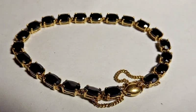 14 Kt Yellow Gold Black Sapphire Bracelet, 10 Grams, 8 1/4" Long - Image 1 of 4