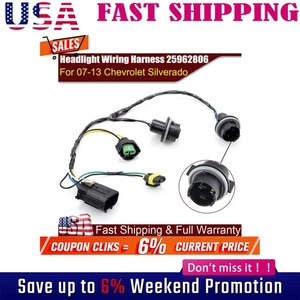 Arnés de cableado de faros 1 pieza para Chevrolet Silverado 1500 HD 2007-2013 25962806 - Imagen 1 de 12