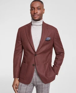 Tallia Mens Slim fit Sport Coat Blazer 46 R Rust Red Solid - Picture 1 of 2