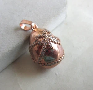Rose tone egg pendant/charm with white crystal accents - Picture 1 of 8