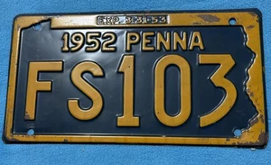 1952 Pennsylvania Penna PA Nummernschild Originallack - Bild 1 von 2
