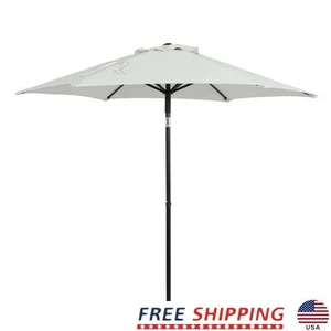 7.5ft Green Ticking Stripe Push Up Tilt Market Patio Umbrella Outdoor Shade New - Picture 1 of 9