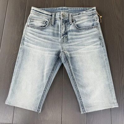 Pantalones Cortos de Jean Salvage Supply Co para Hombres 30 Azul Claro Premium Embellecidos Denim Jorts Foto 1 de 4
