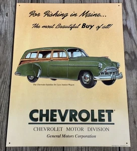 Chevrolet 1951 Styleline De Luxe Station Wagon Metal Advertisement Sign - Picture 1 of 1