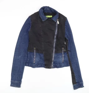 Versace Jeans Women's Blue Biker Jacket Size 10 - Picture 1 of 12