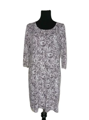 Vestido Pure Jill Estampado Bolsillos Marrón Blanco Cómodo Salón Mediano Vestido de Casa Diario Foto 1 de 4