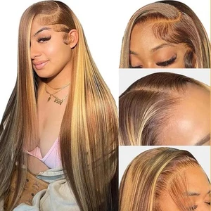 30 Zoll Honigblonde Ombre Lace Front Perücke Mensch 30 Zoll, 4/27 Highlight - Bild 1 von 8